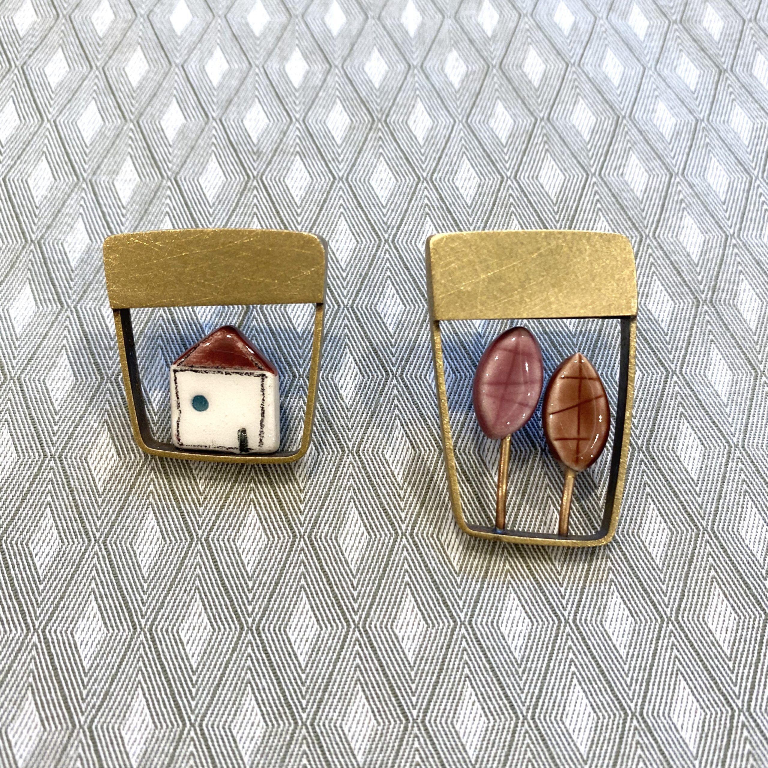 Orecchini lobo casa foglie