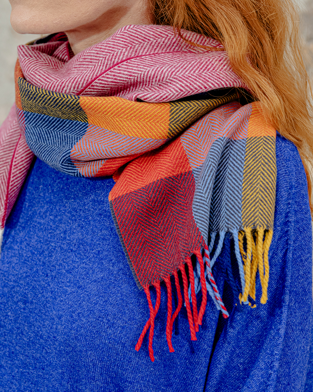 Sciarpa Cashmere Patch Fuxia | DIEGO ZORODDU