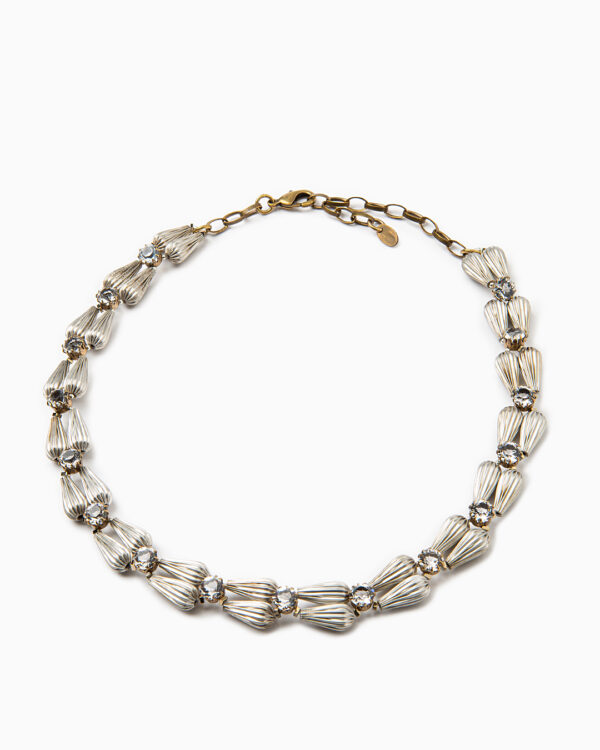 collier gocce argento e cristallo