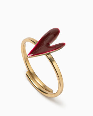 anello cuore piccolo rosso scuro