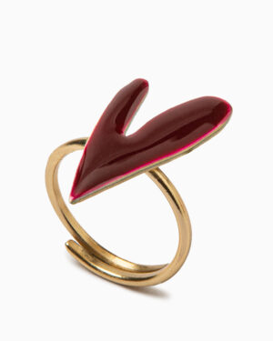 anello cuore grande rosso scuro