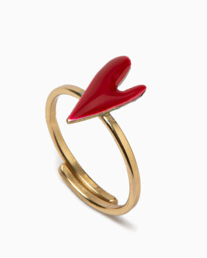 anello cuore piccolo rosso chiaro