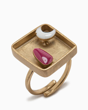 anello quadrato rosa