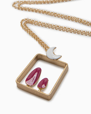 collana quadrato piccolo rosa